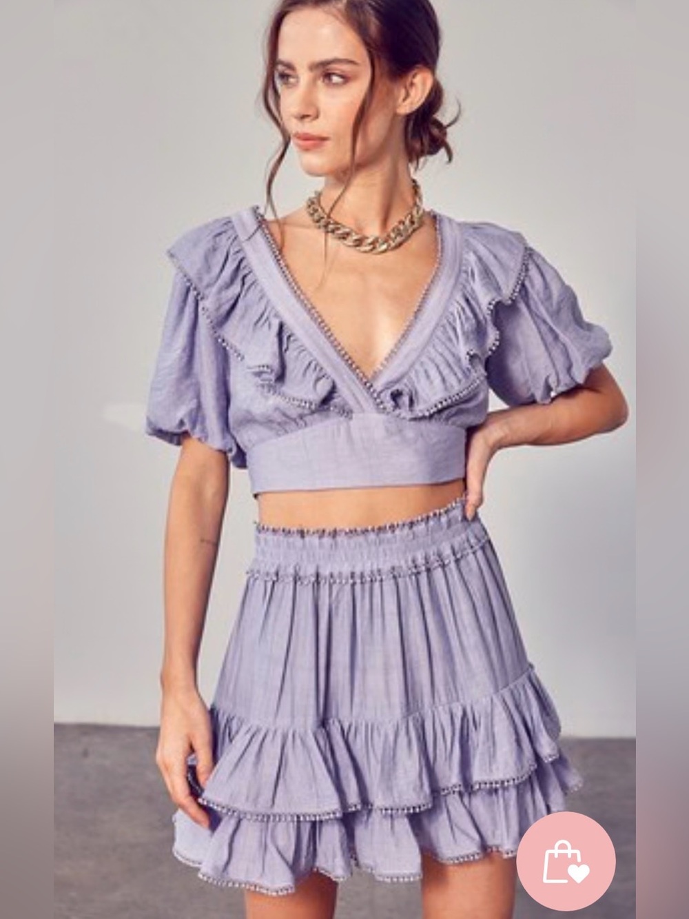 DO+BE Lilac Ruffle Crop Top & Skirt Set